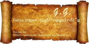 Genzinger Gyöngyvirág névjegykártya